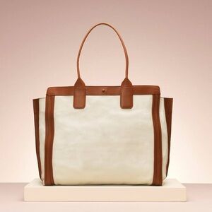 Chloe Alison Cream and Brown Leather Tote Bag